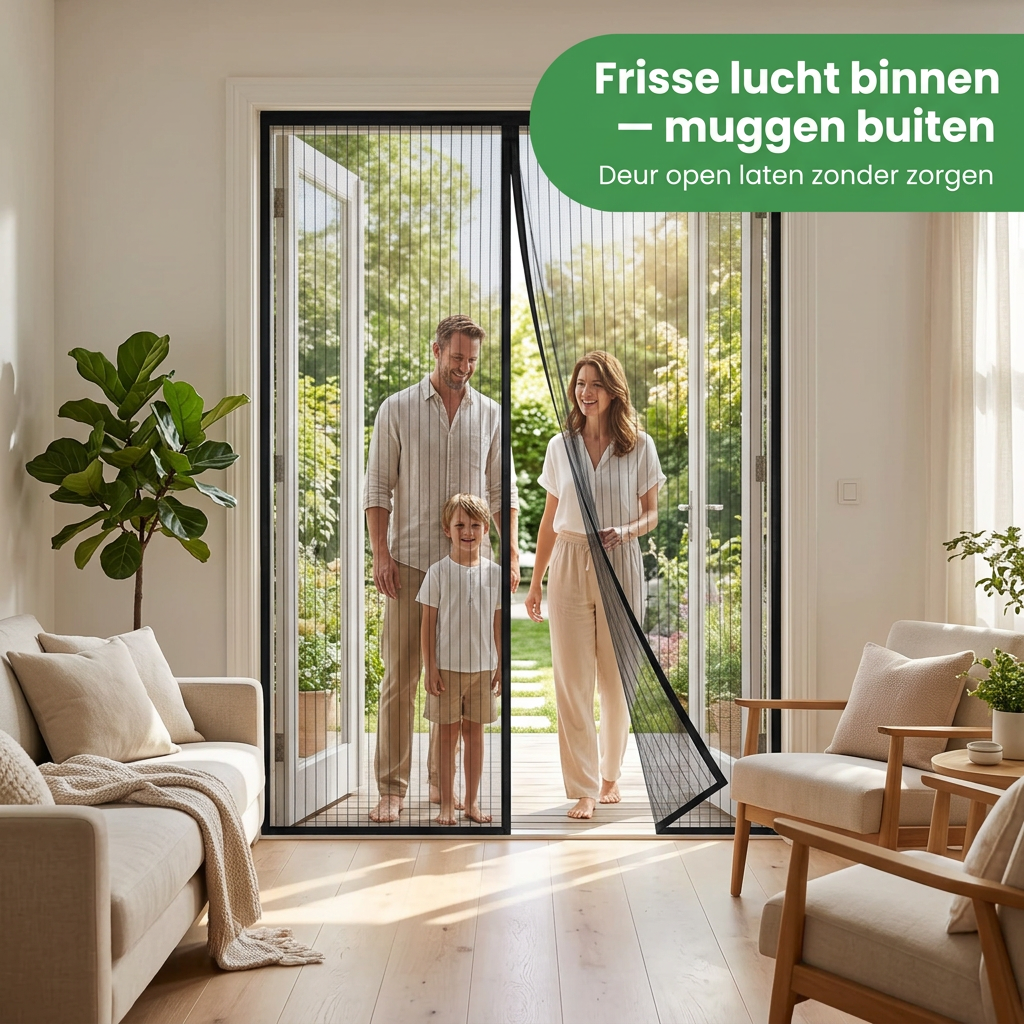 Black mesh split doorway insect screen curtain