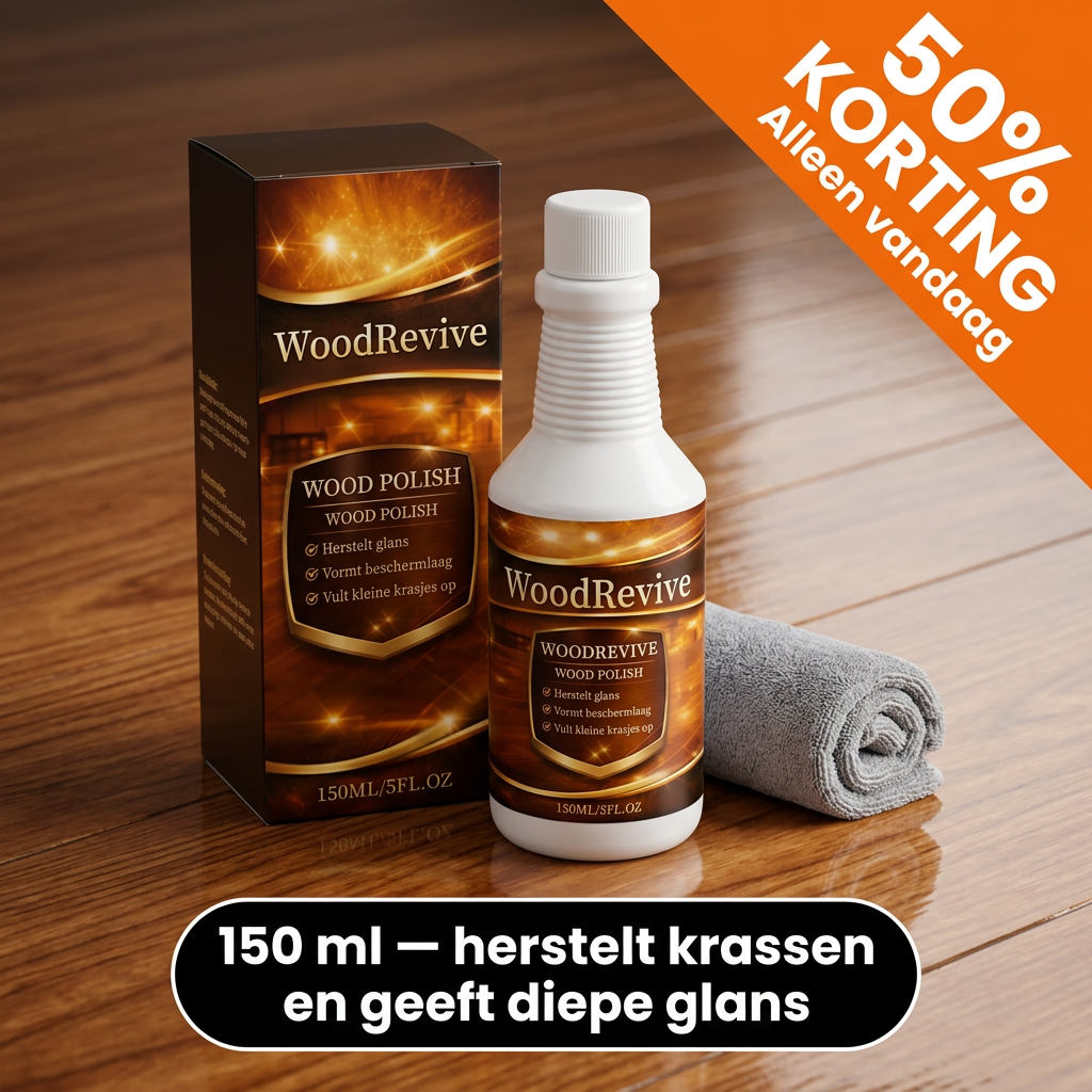 White WoodRevive wood surface polish bottle with box and cleaning cloth
