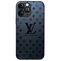 iPhone case with repeated monogram-style print and camera cut-out