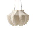Beige pleated pendant ceiling light with chain suspension