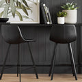 Counter stool with faux leather seat, curved backrest and metal legs