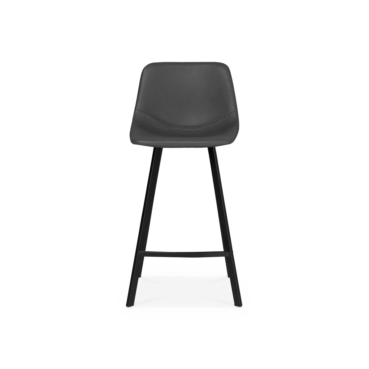 Counter stool with faux leather seat, curved backrest and metal legs