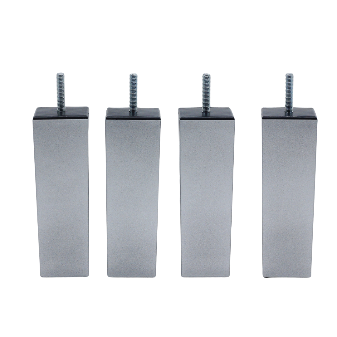 Set of four tapered rectangular furniture legs with threaded fixing studs