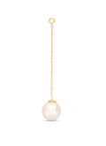 Yellow-gold earring pendant with a linked chain and round white pearl