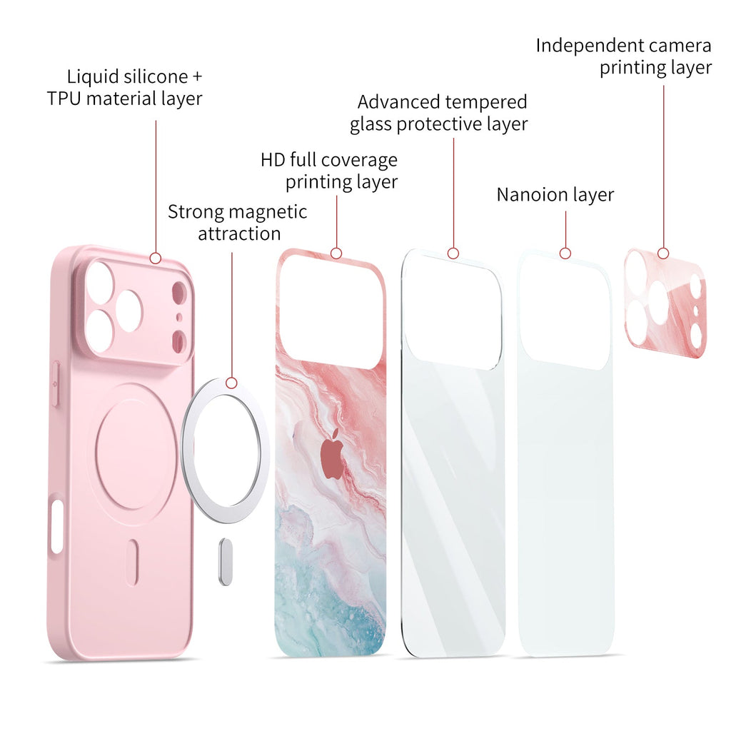 Blue iPhone case with abstract water design and camera cut-outs