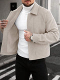 Collared button-front jacket with long sleeves and patch pockets