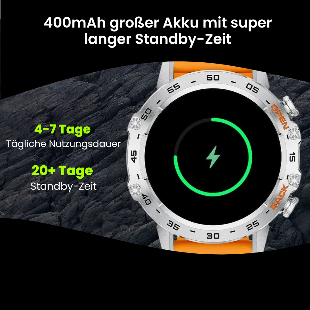 Smart fitness watch with round digital display and adjustable perforated strap