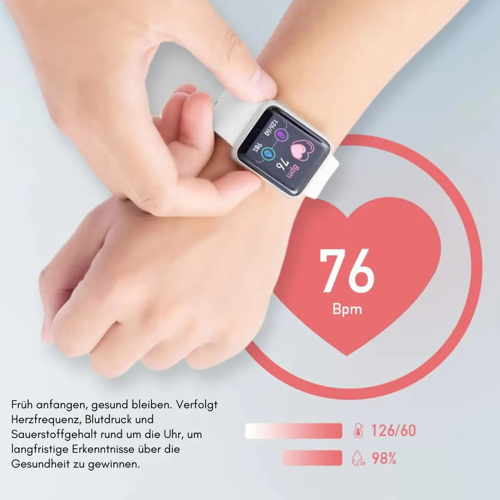 Smartwatch with rectangular HD display and wrist strap