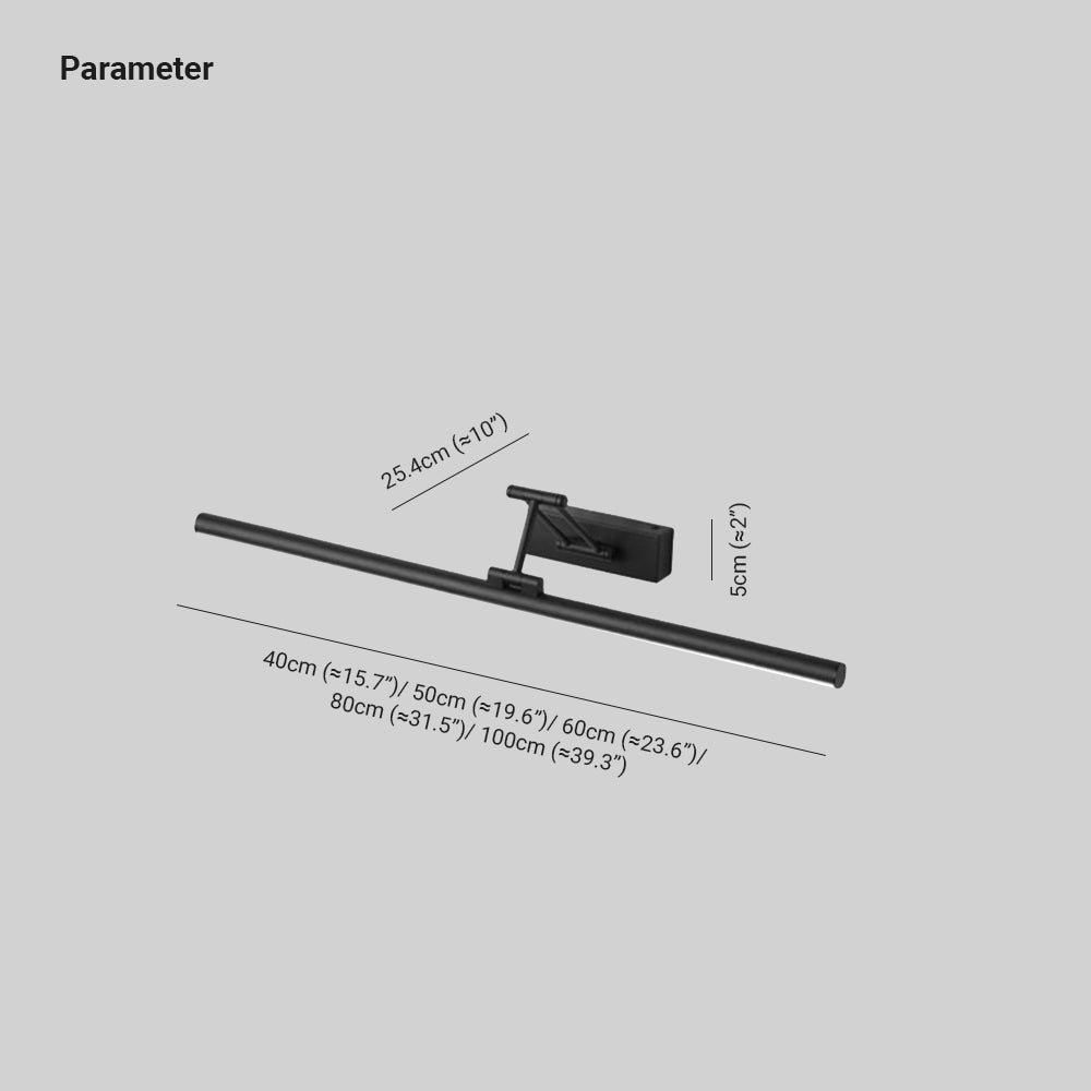 Adjustable linear wall lamp mounted above a mirror