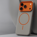 Textured leather iPhone case with MagSafe ring and raised camera surround