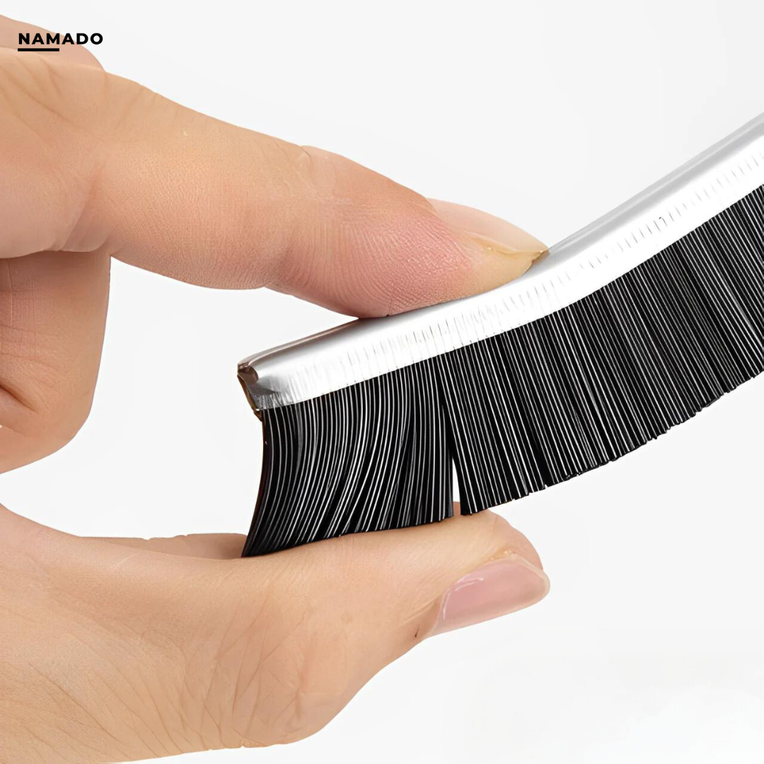 Black long-handled cleaning brush with narrow bristle head