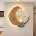 Layered geometric LED wall clock with illuminated halo