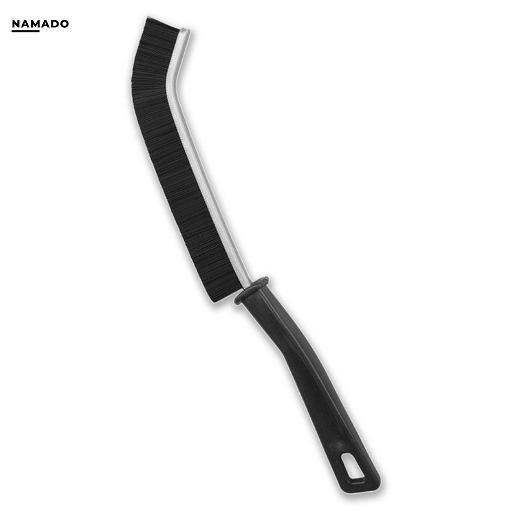 Black long-handled cleaning brush with narrow bristle head