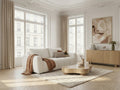 Three seater sofa bed with rounded arms and textured boucle upholstery