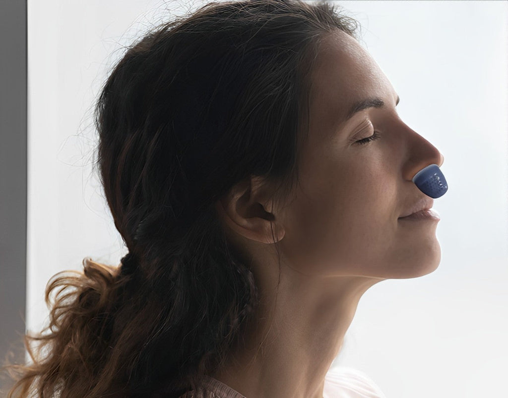 Portable electronic sleep aid device with silicone nose pieces and USB port