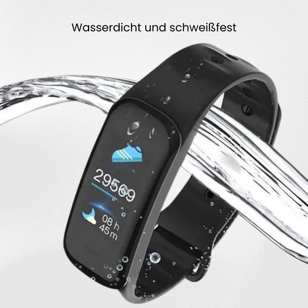 Health monitoring smartwatch with digital display and adjustable wrist strap
