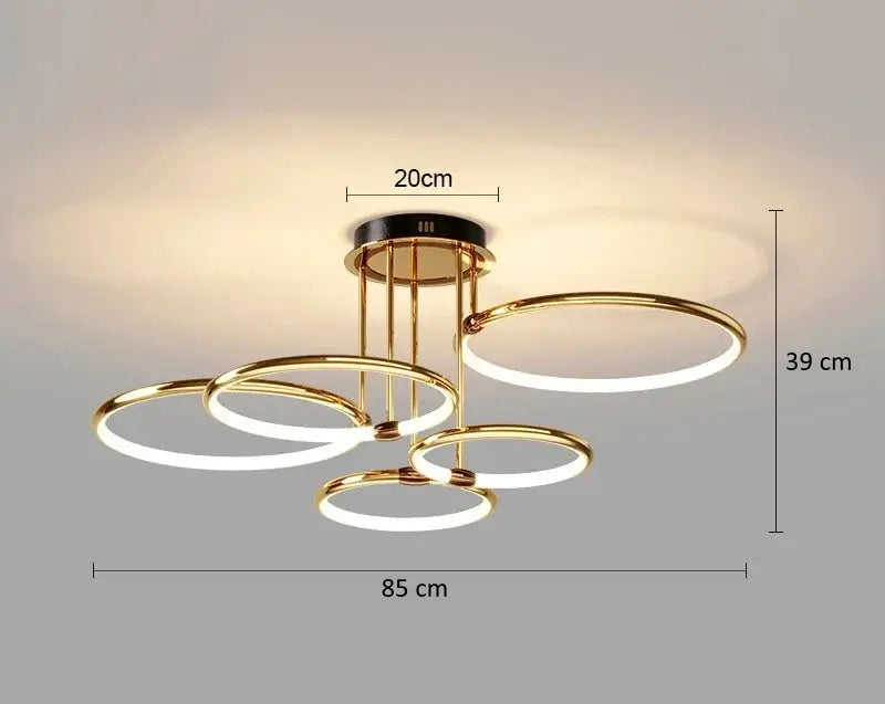 Geometric LED ceiling light with four circular rings