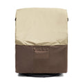 Outdoor patio chair cover with front pocket and side fastening tabs
