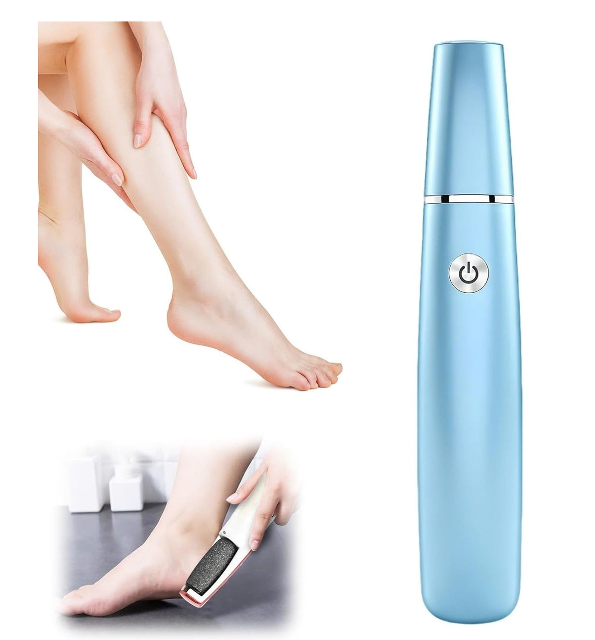 Handheld electric callus remover foot file with contoured casing and power button