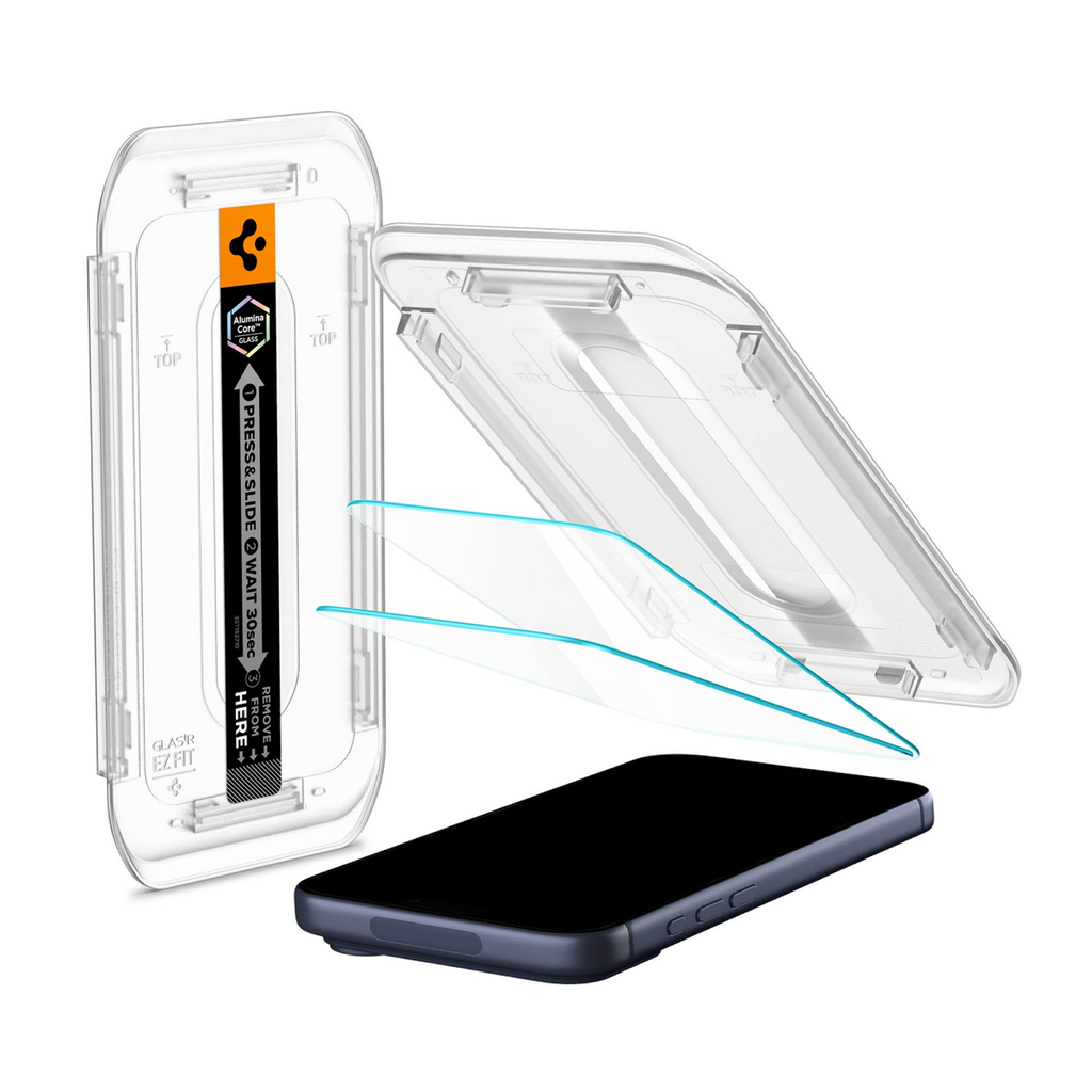 Clear iPhone Pro Max phone case and screen protector pack with white edging
