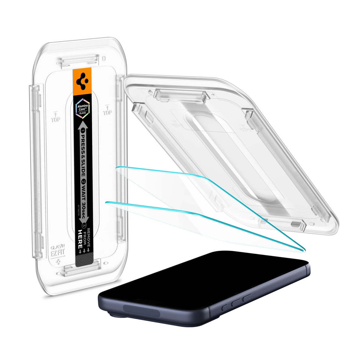 Clear iPhone Pro Max phone case and screen protector pack with white edging