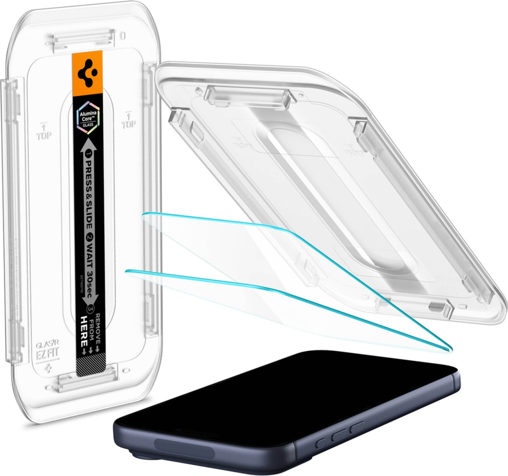 Clear iPhone Pro Max phone case and screen protector pack with white edging