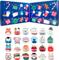 Blue festive advent calendar with 24 numbered doors and seasonal illustrations