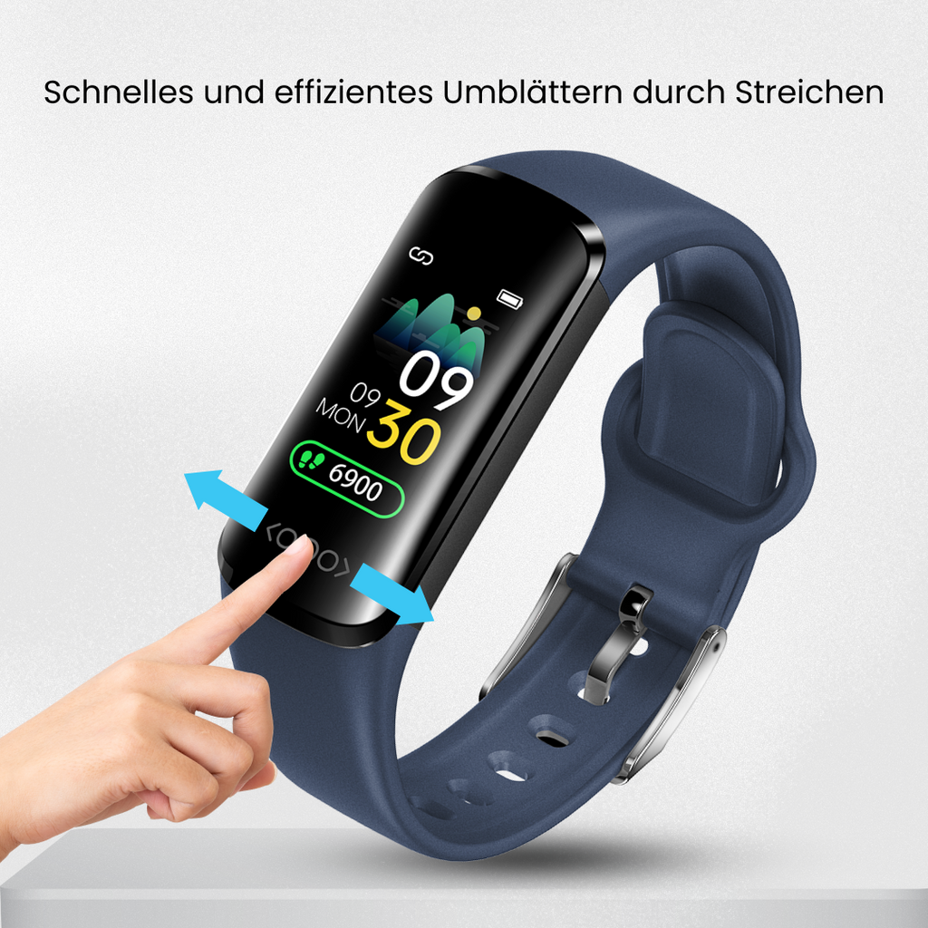 Health monitoring smartwatch with digital display and adjustable wrist strap