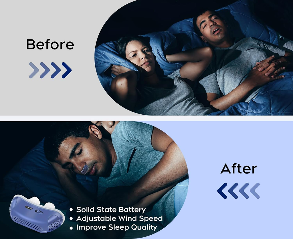 Portable electronic sleep aid device with silicone nose pieces and USB port