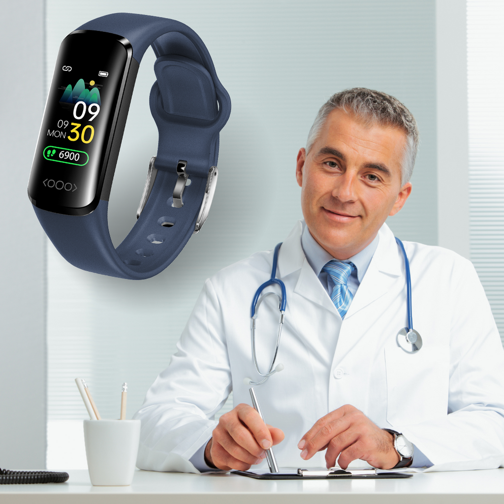 Health monitoring smartwatch with digital display and adjustable wrist strap