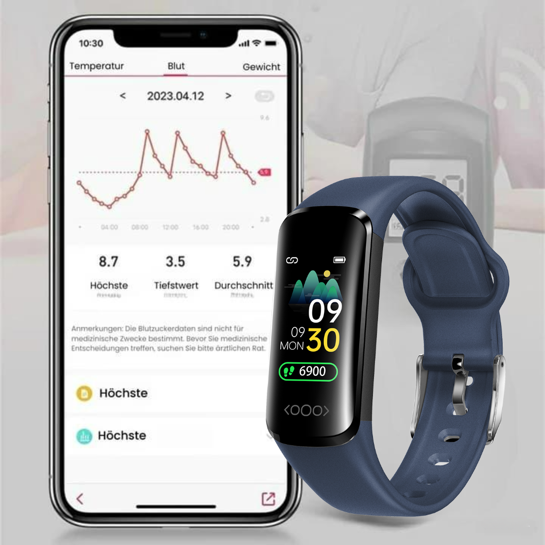 Health monitoring smartwatch with digital display and adjustable wrist strap
