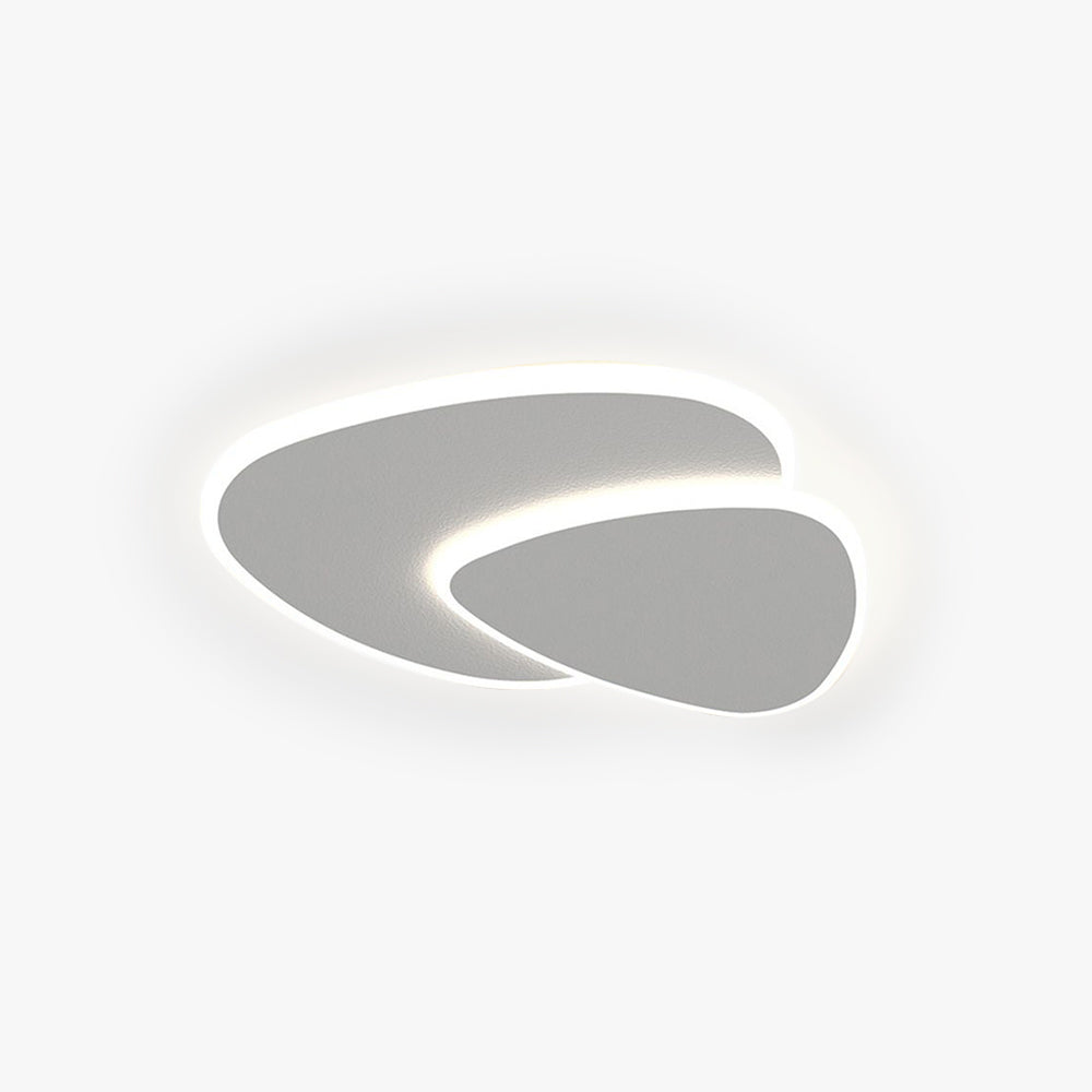 Modern white flush mount ceiling light with two overlapping rounded panels