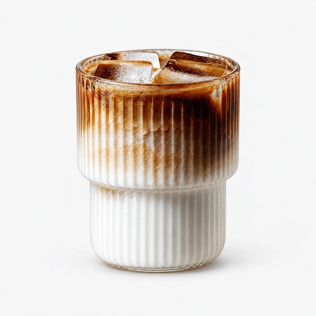 Aequa - Ribbed Glass Tumblers Serving Iced Coffee