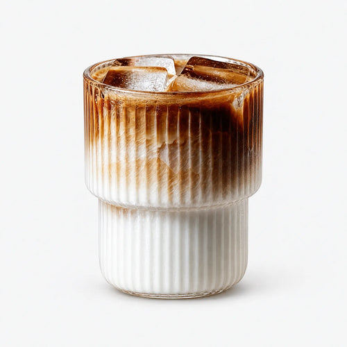 Aequa - Ribbed Glass Tumblers Serving Iced Coffee