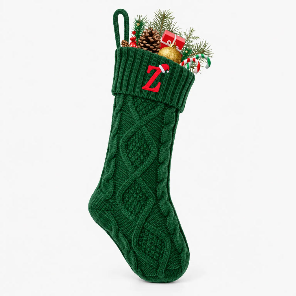Ambrick - Personalised Christmas Stocking With Hanging Loop Hanging A Personal Stocking On The Fireplace Or Mantel At Christmas