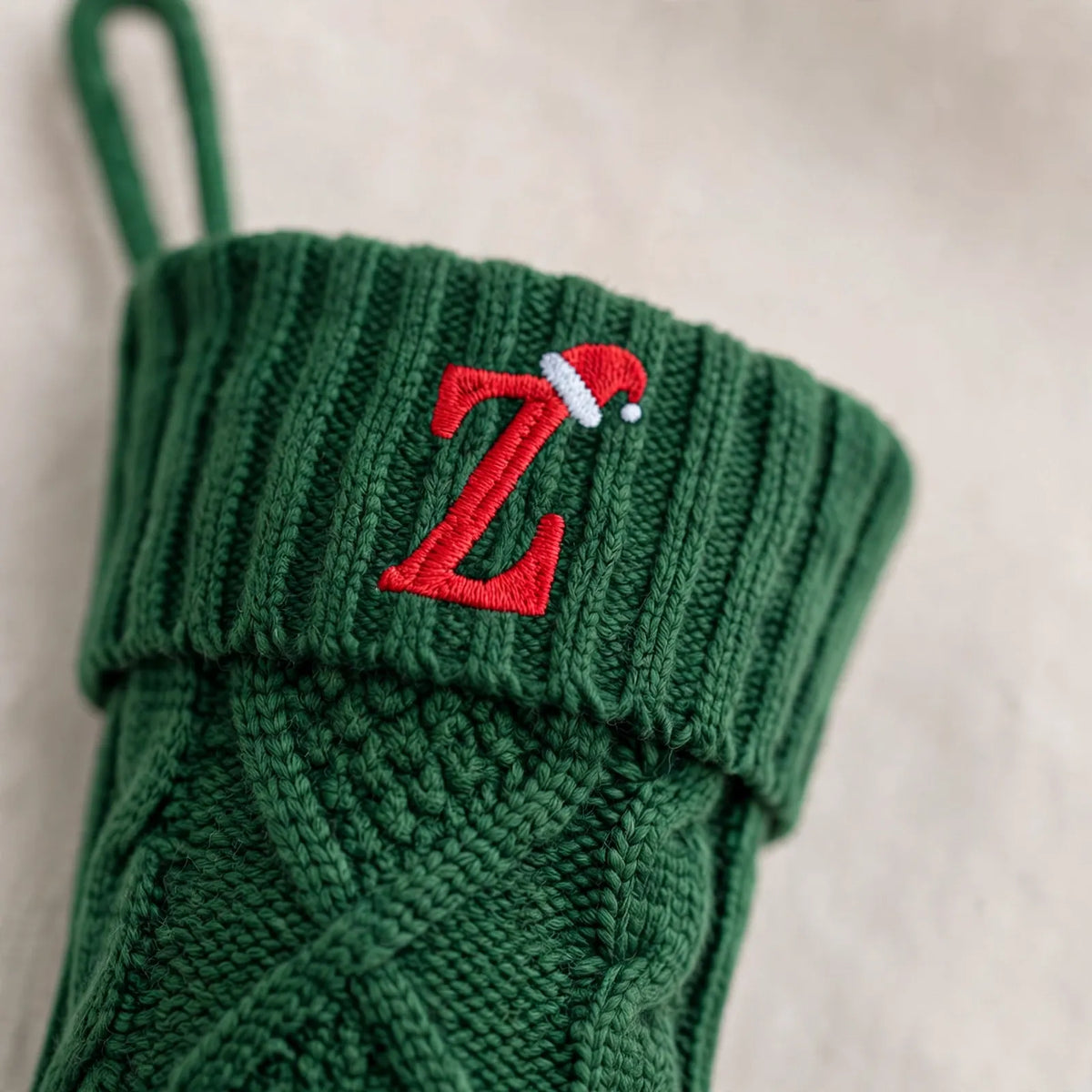 Ambrick - Personalised Christmas Stocking With Hanging Loop Hanging A Personal Stocking On The Fireplace Or Mantel At Christmas