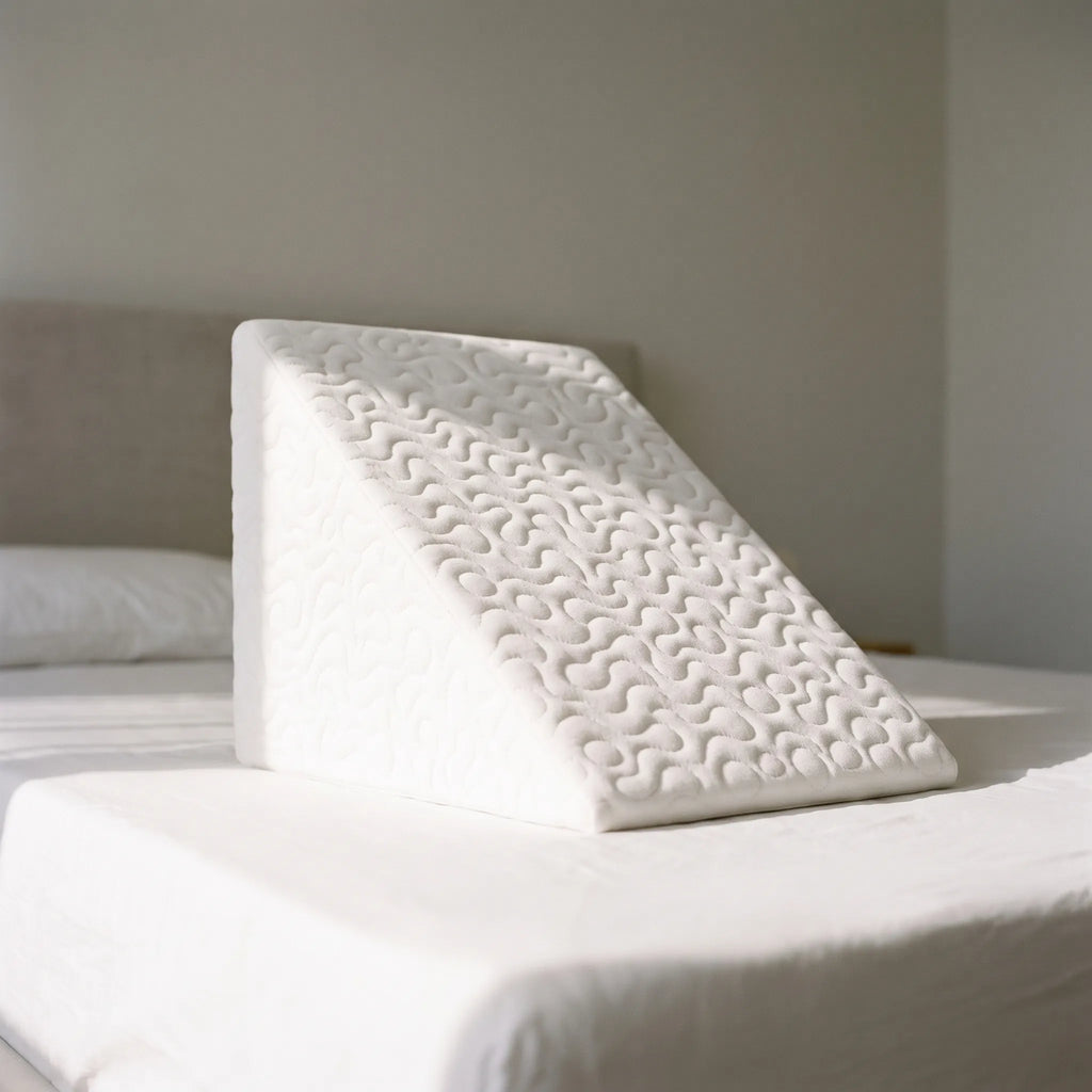 AngleRest - White Quilted Bed Wedge Pillow Reading In Bed