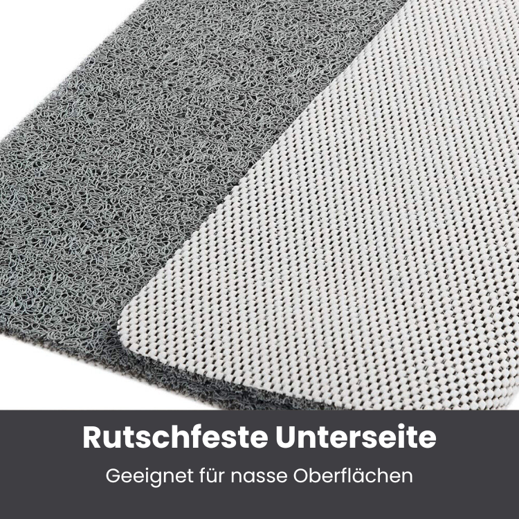 Textured rectangular non-slip shower mat beside a bathtub