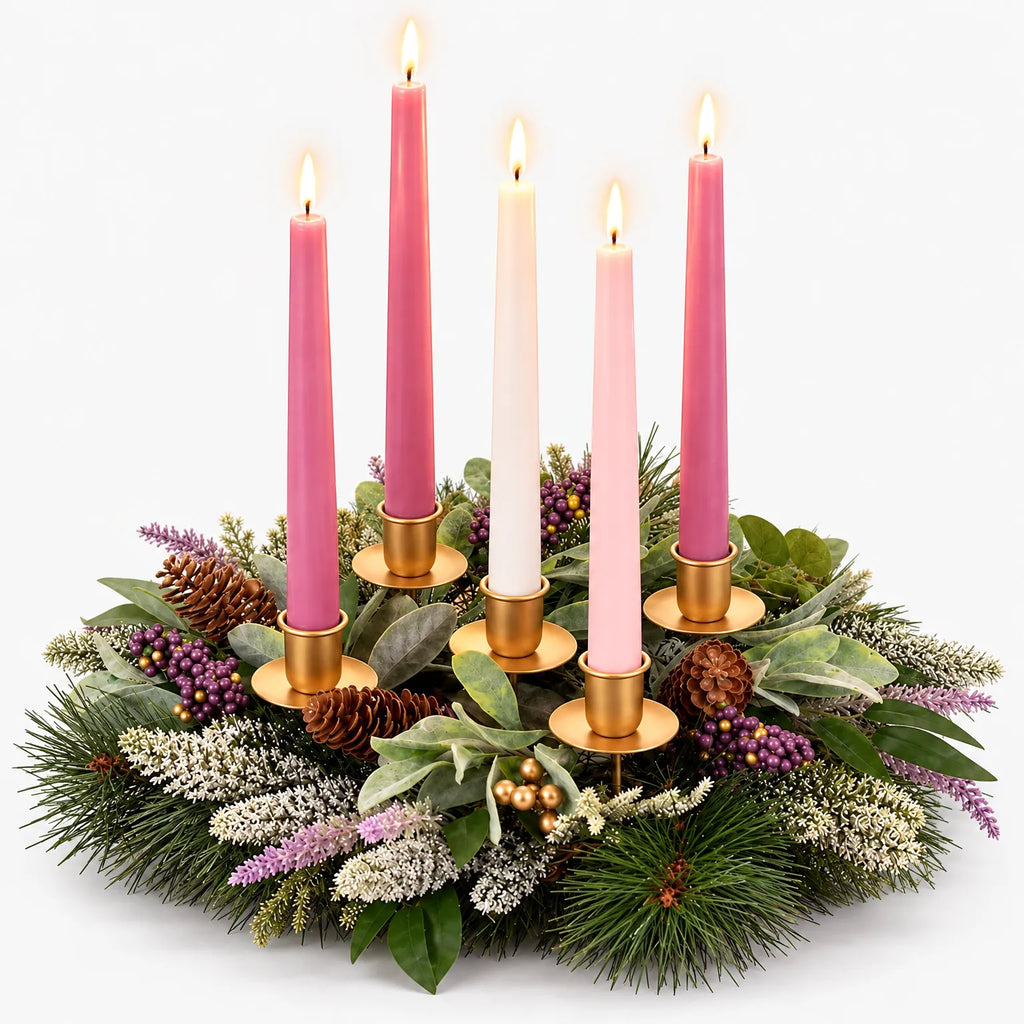 Ardevo - Round Advent Wreath Candle Holder Hold Five Candles On A Festive Dining Table