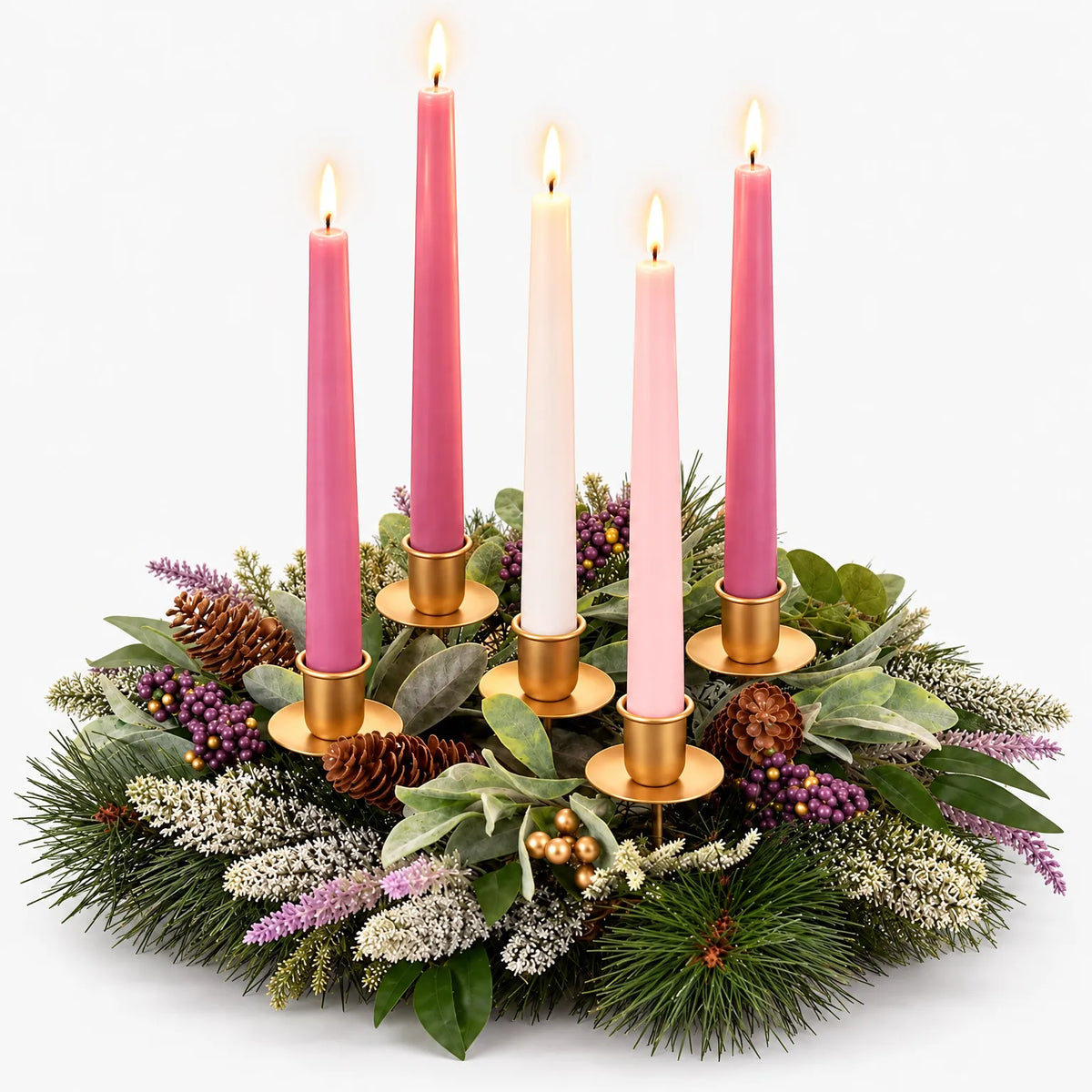 Ardevo - Round Advent Wreath Candle Holder Hold Five Candles On A Festive Dining Table