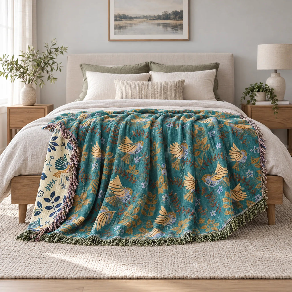 Avelora - Woven Cotton Throw Adding Texture To Sofas