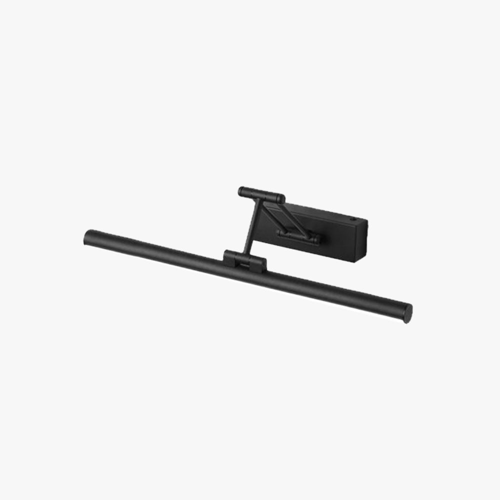 Adjustable linear wall lamp mounted above a mirror