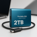Portable 2TB external SSD with USB-C cable