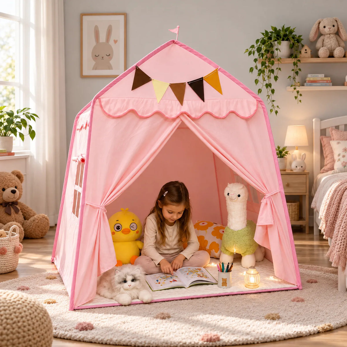 Bowera - Childrens Indoor House Play Tent Setting Up A Quiet Reading Corner
