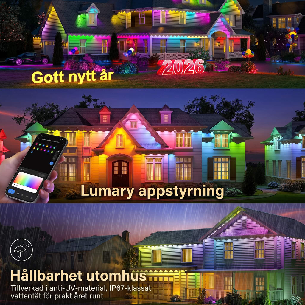White outdoor LED light strip with app and remote control