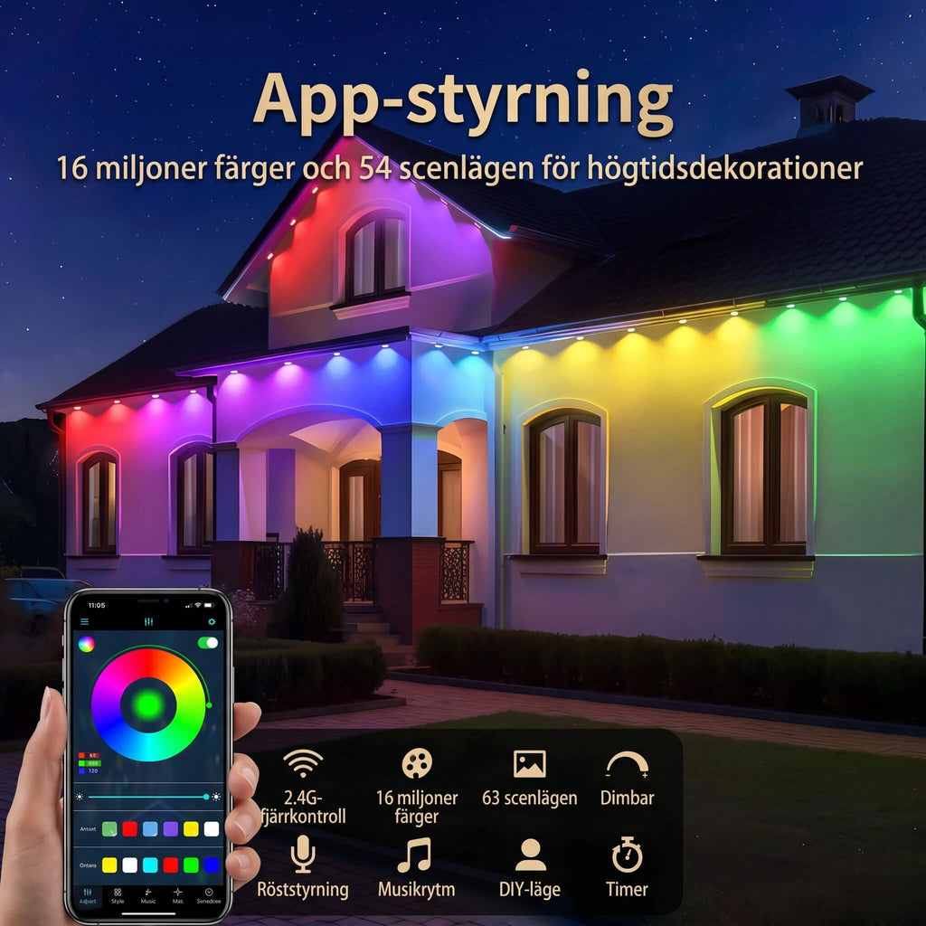 White outdoor LED light strip with app and remote control