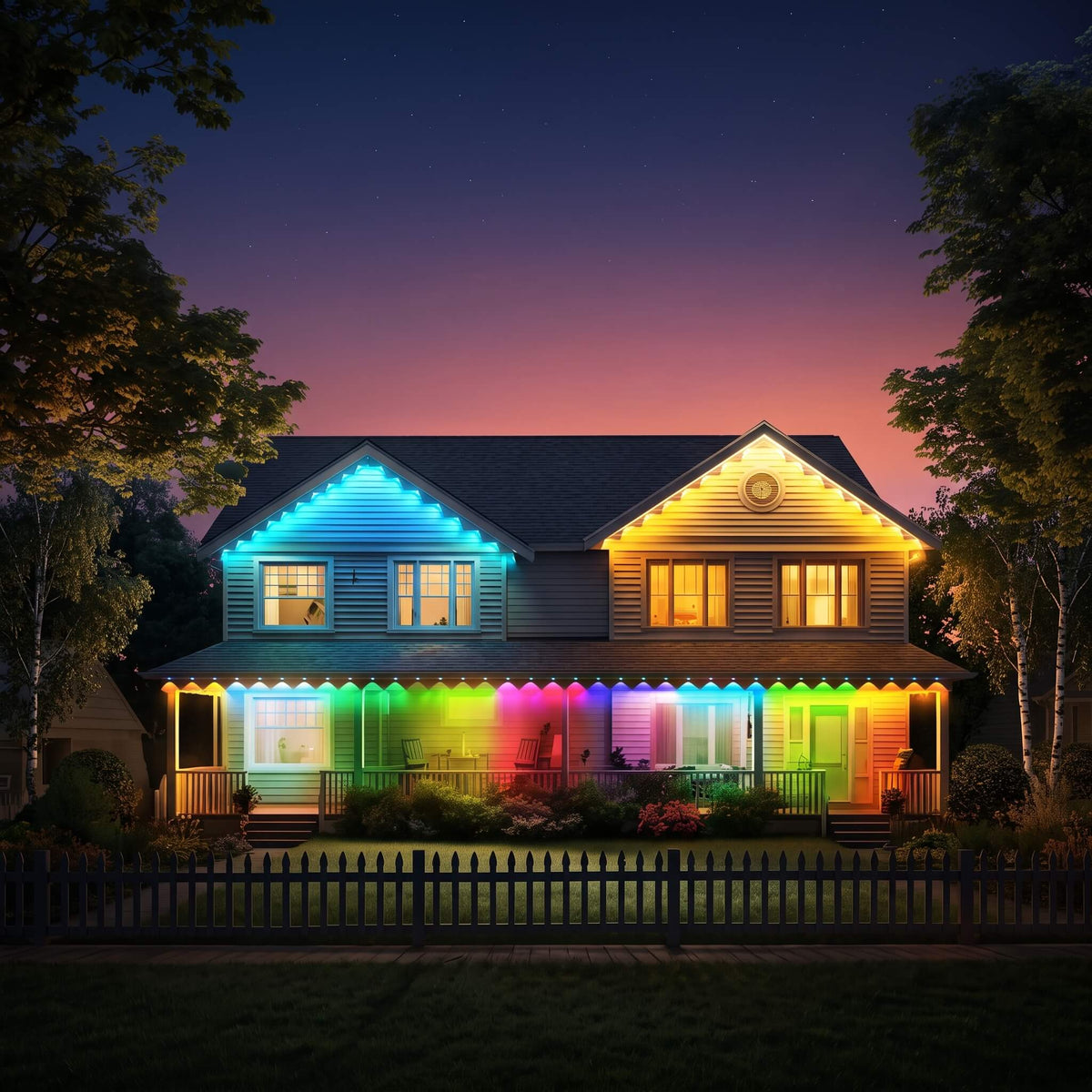White outdoor LED light strip with app and remote control