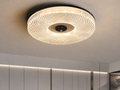 Circular decorative LED ceiling light with a patterned shade