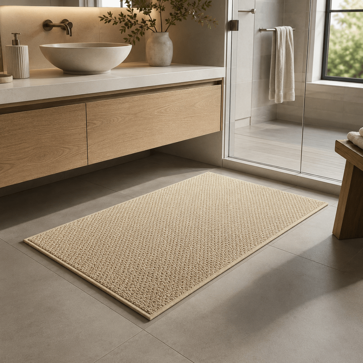 Textured rectangular doormat for indoor and outdoor use