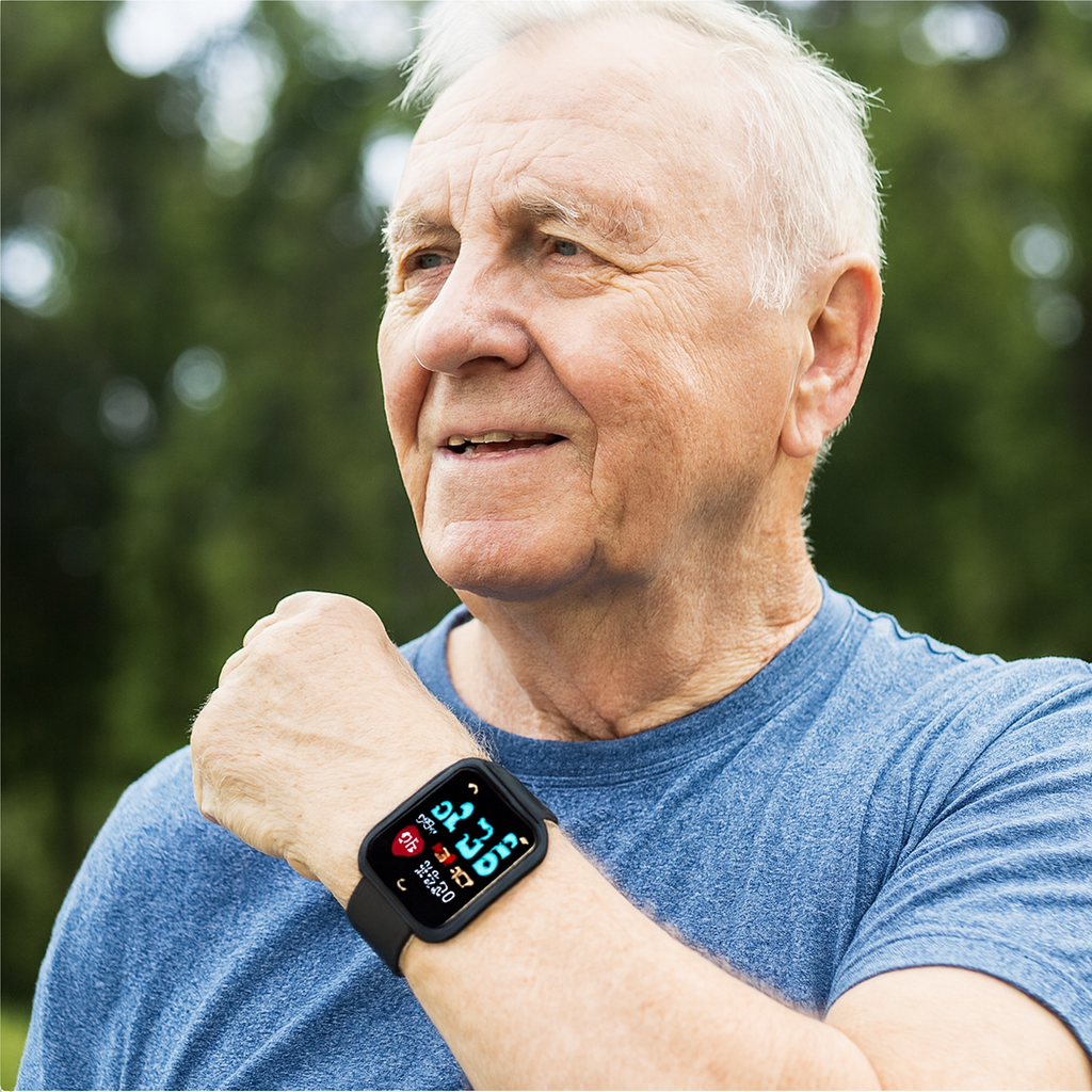 Smartwatch with rectangular HD display and wrist strap